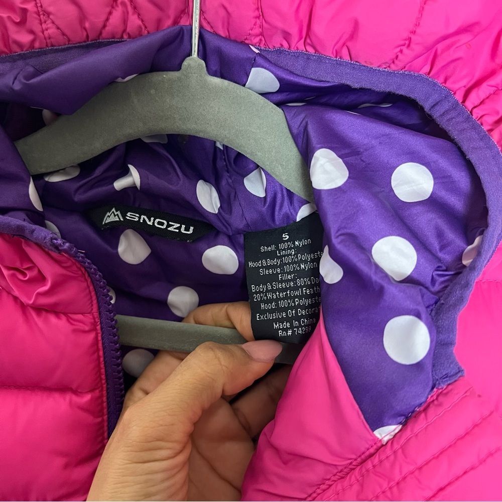 Snozu Pink and Purple girls puffer Jacket - Picture 3 of 5